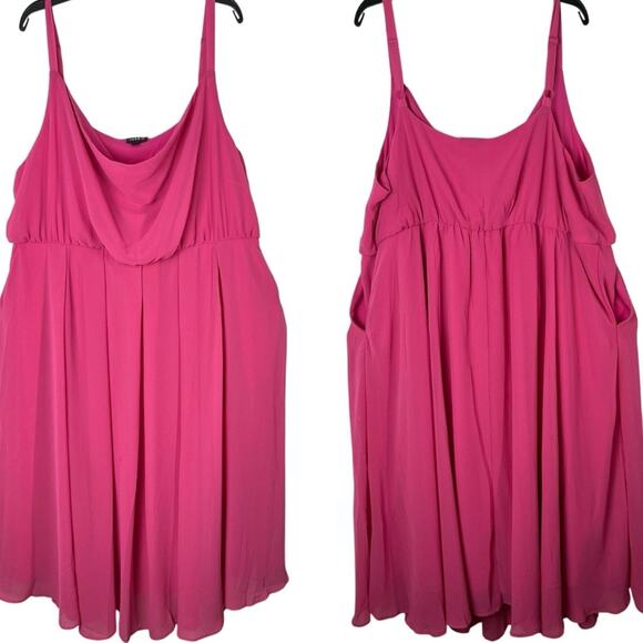 Torrid Chiffon Pink Cowl Neck Flowy Pleated Midi Dress - Picture 1 of 14